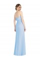 Cheap Trumpet Strapless Chiffon Long Light Sky Blue Black Tie Formal Dress