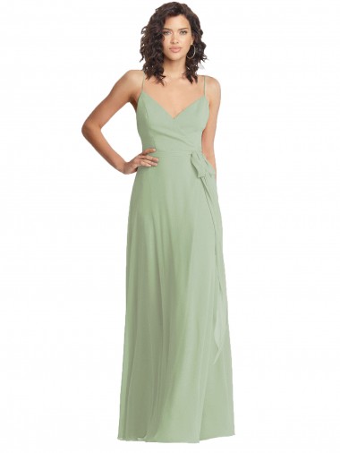 Cheap Trumpet V-Neck Chiffon Long Smoke Green Formal Dress