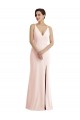 Cheap Trumpet V-Neck Stretch Crepe Long Pink Formal Dress